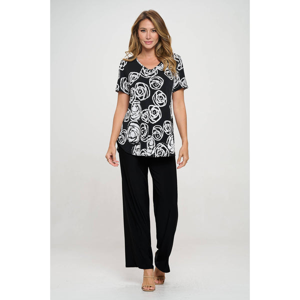 V-Neck Binding Top Black/White