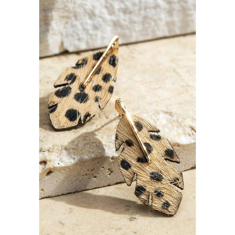 Genuine Leather Banana Leaf Earrings