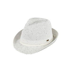 C.C Band Trim Sparkle Fedora Hat: White