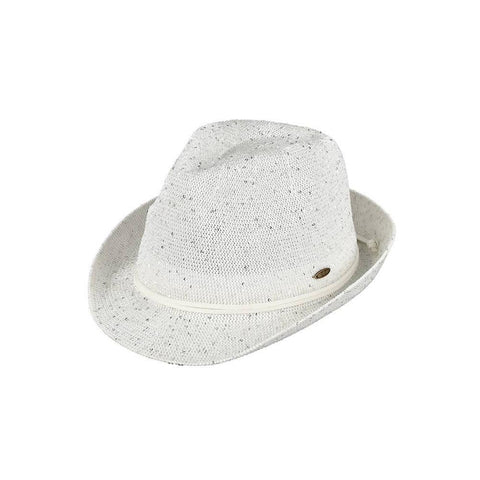 C.C Band Trim Sparkle Fedora Hat: White