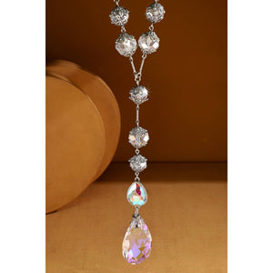 Lariat Chain Necklace With Glass Pendant