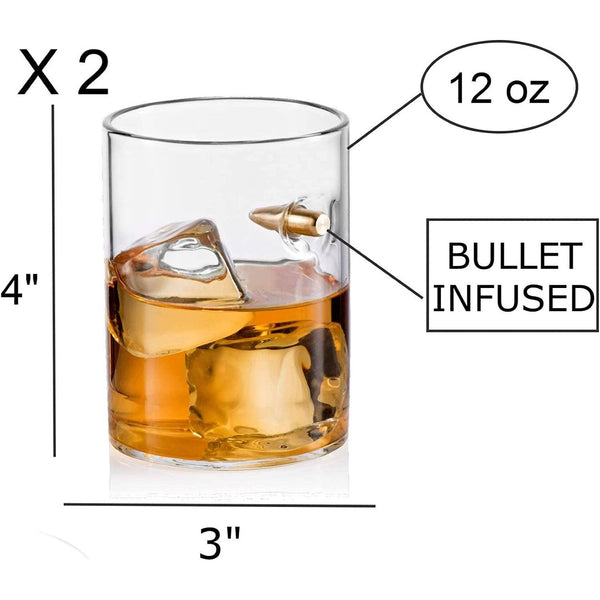 Bezrat - Unique Whiskey Glass Cool Drinking Glasses 12 oz