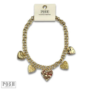 Double heart charm earring: And matching Gold Necklace