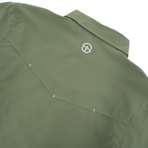San Jac Men’s Long Sleeve Performance Pearl Snap-Olive