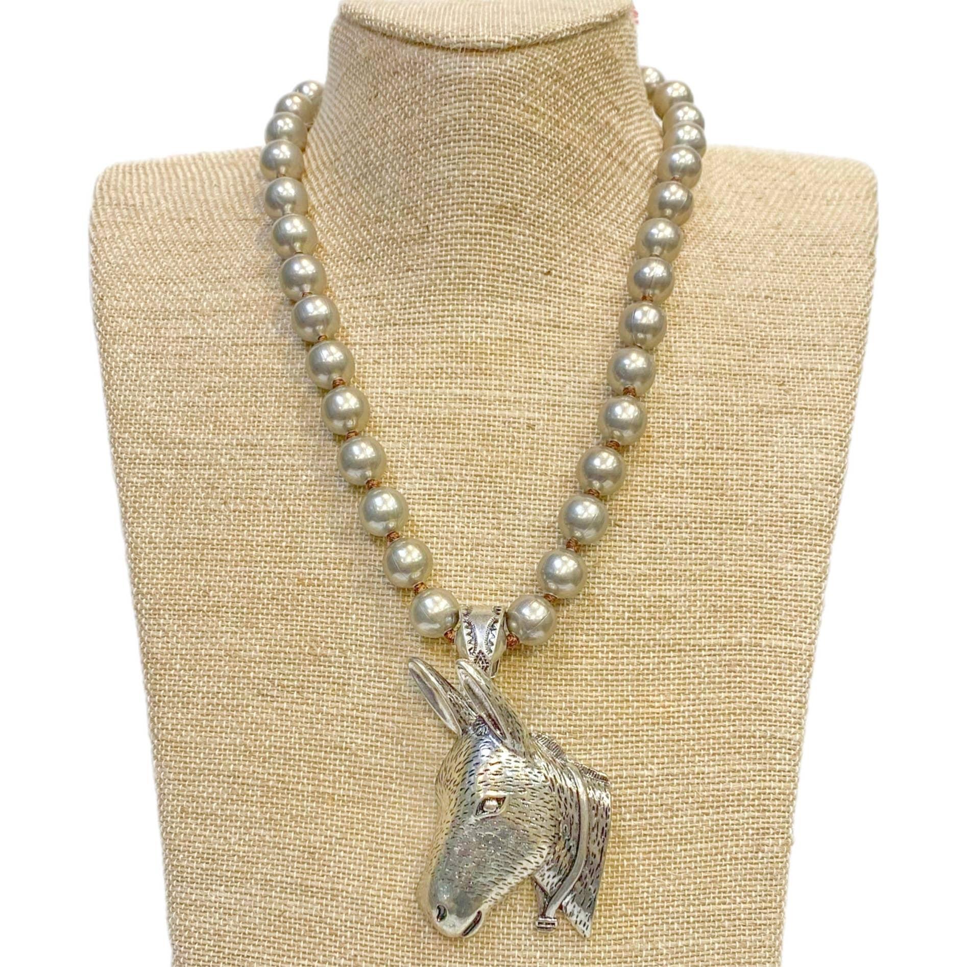 "Dash The Donkey" Pendant on Faux Navajo Pearl Necklace