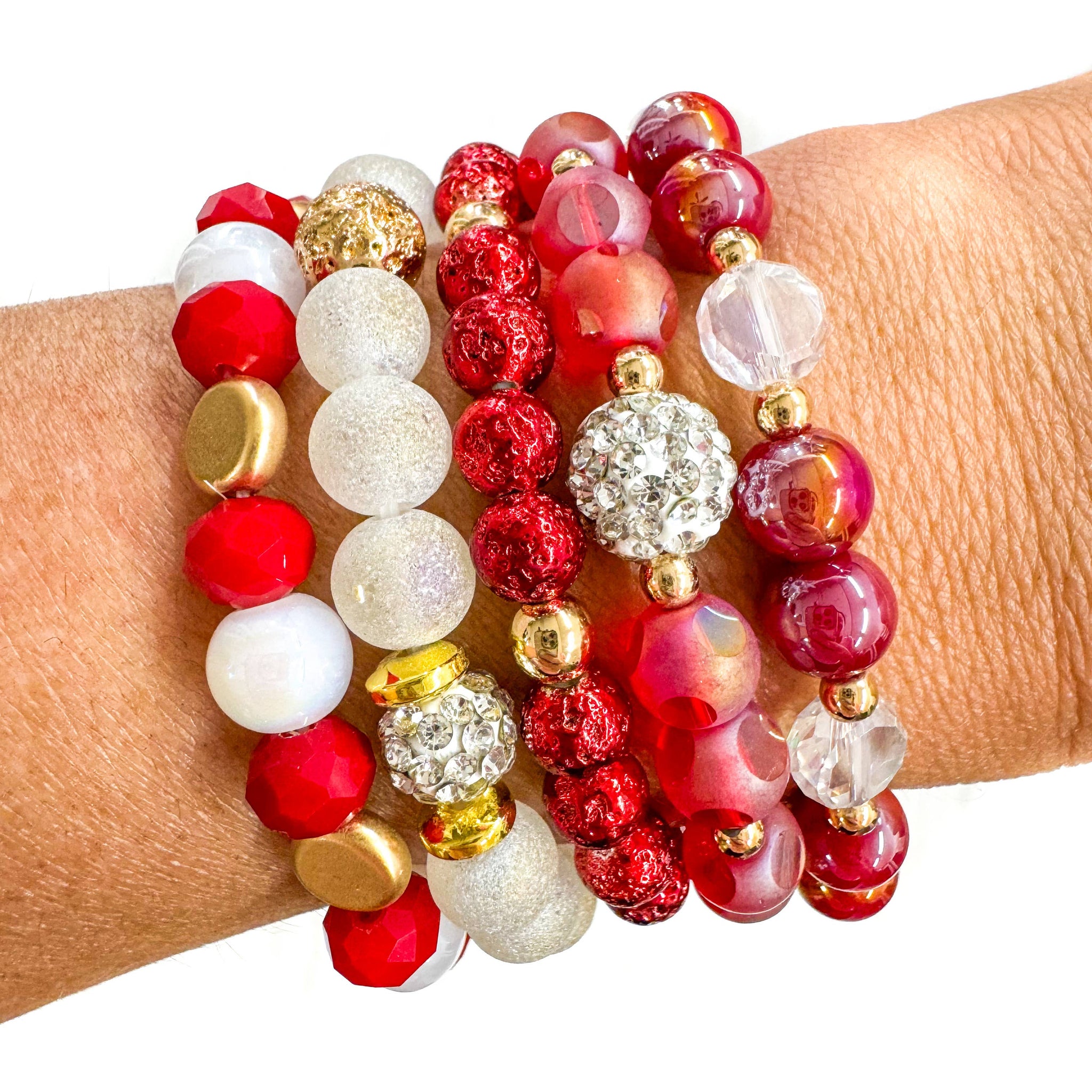 Red & White Bracelet Stack