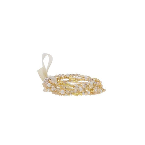 Champagne, Natural, Pearl Multi Beaded Stretch Bracelet