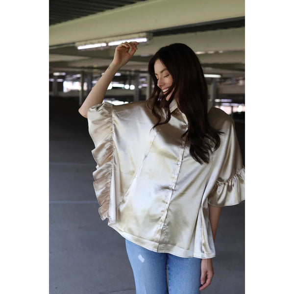 Ruffle Poncho Blouse