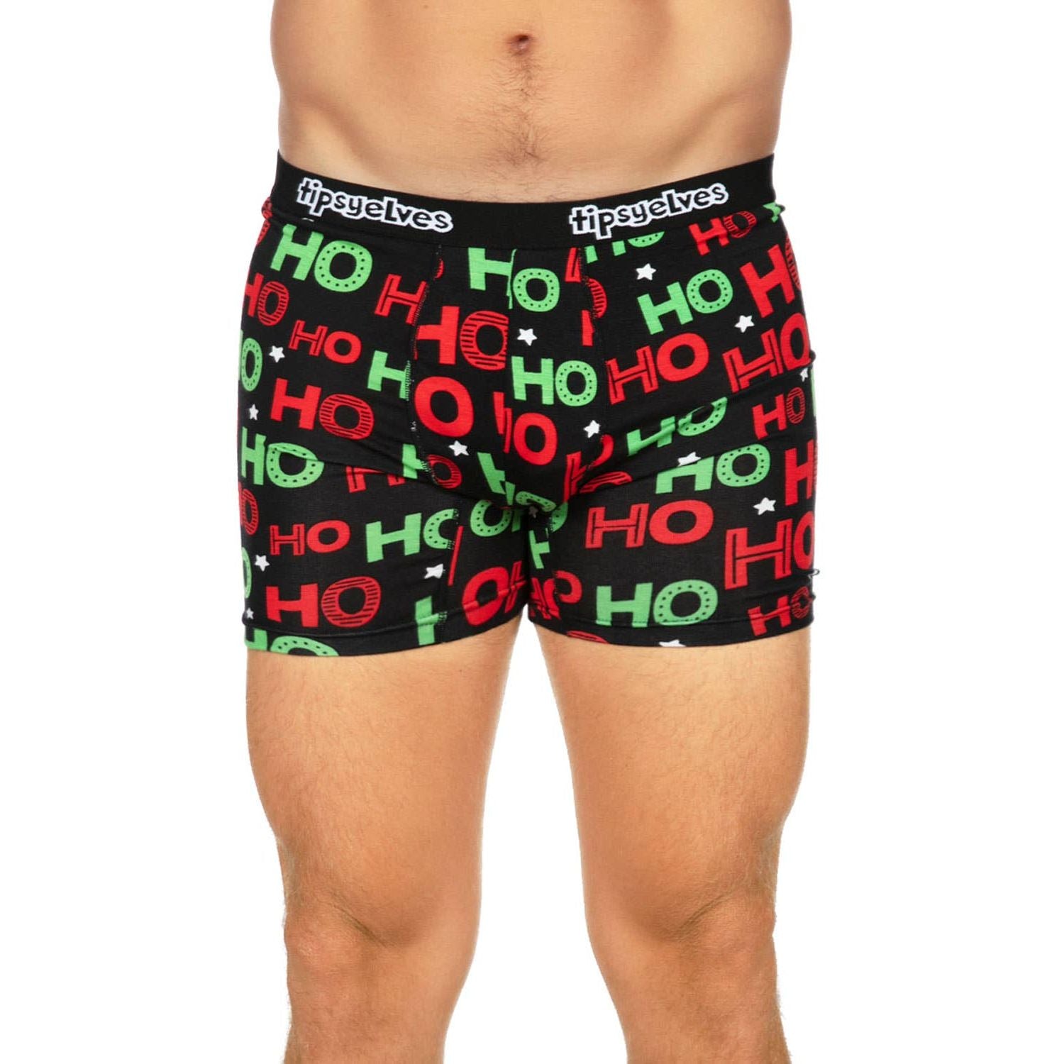 Men’s Red and Green Ho Ho Ho Boxer Briefs: