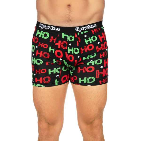 Men’s Red and Green Ho Ho Ho Boxer Briefs: