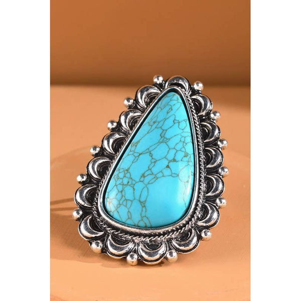 Western Teardrop Cuff Ring: