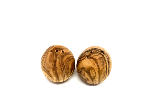 Set of 2 olive wood salt and pepper shakers egg shape, shipped from Germany
