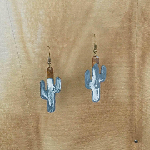 ReLoved by Honey and Me featuring Simply Saguaro - Small Agua Swirl Cactus Earrings