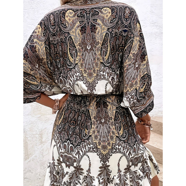 Paisley Multicolored Dress: Brown