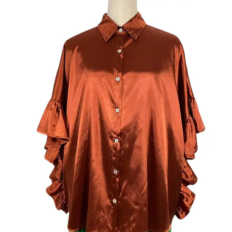 Ruffle Poncho Blouse