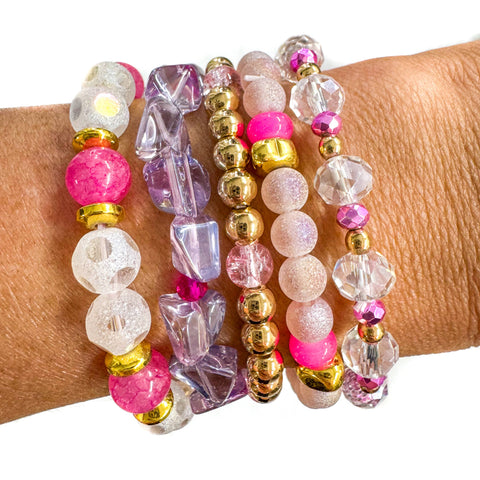 Bright Pink & Purple Bracelet Stack