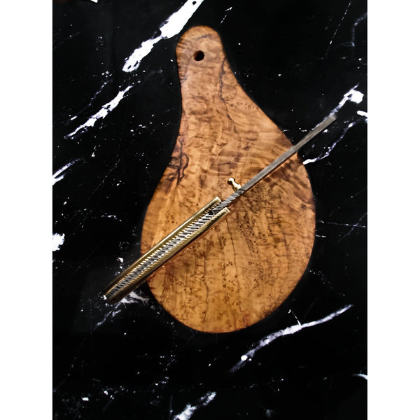 Golden Eagle Pocket Knife - Raindrop Damascus folding blade/ EDC/ Hand engraved