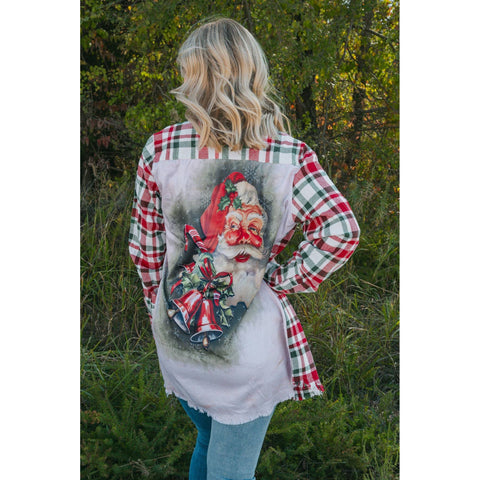 Santa Silk Back Flannel Top