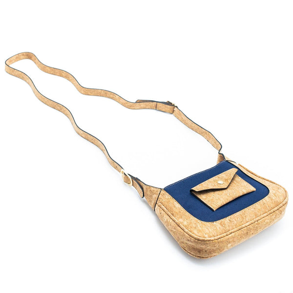 Navy Blue Envelope Cork Messenger Sling Bag, Cork from Portugal