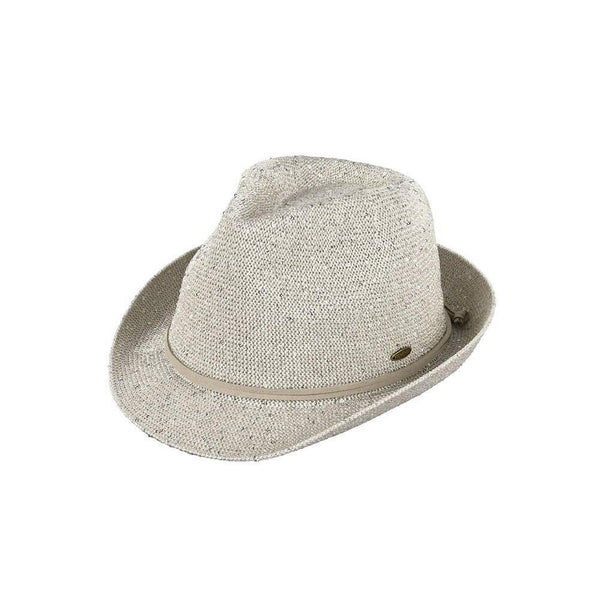 C.C Band Trim Sparkle Fedora Hat: White