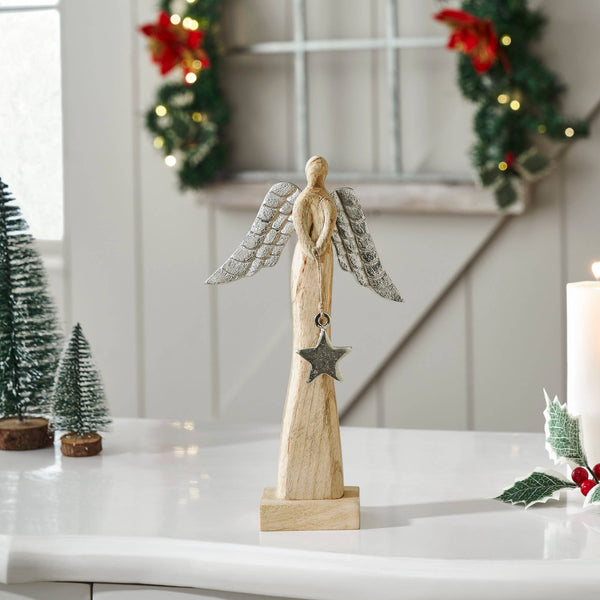 Heavenly Wings Natural Wooden Angel Small 9.25x5.25x2