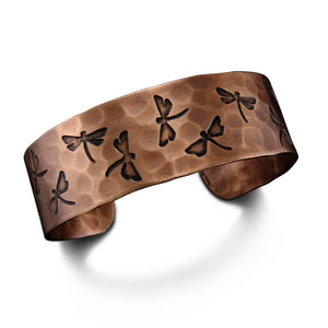 Dragonflies Copper Engraved Cuff Bracelet
