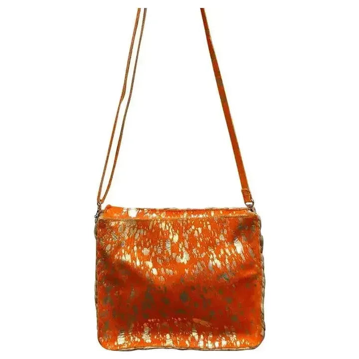 Boxy Painted Jute Crossbody, Orange