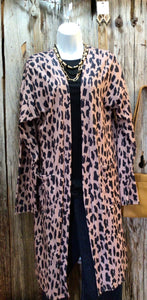Leopard Print Kimono with Pockets