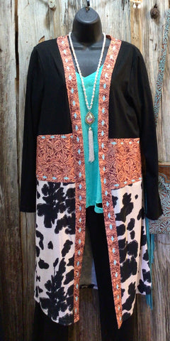 Cow Print, Tooled Kimono