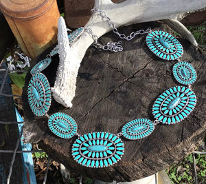 Silver Belt/Necklace with Turquoise