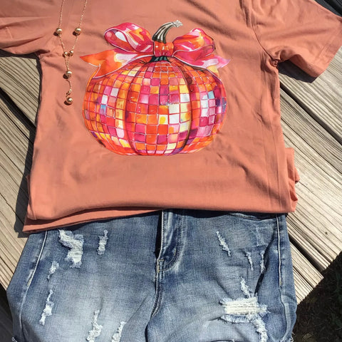 Disco Ball Pumpkin Tee