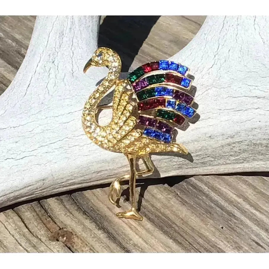 Vintage Giogio Signed Gold Tone Peacock Bird Brooch
