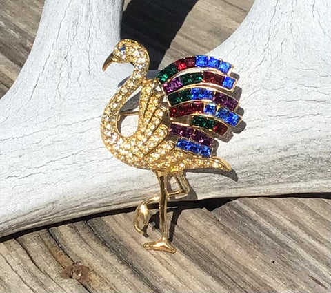 Vintage Giogio Signed Gold Tone Peacock Bird Brooch