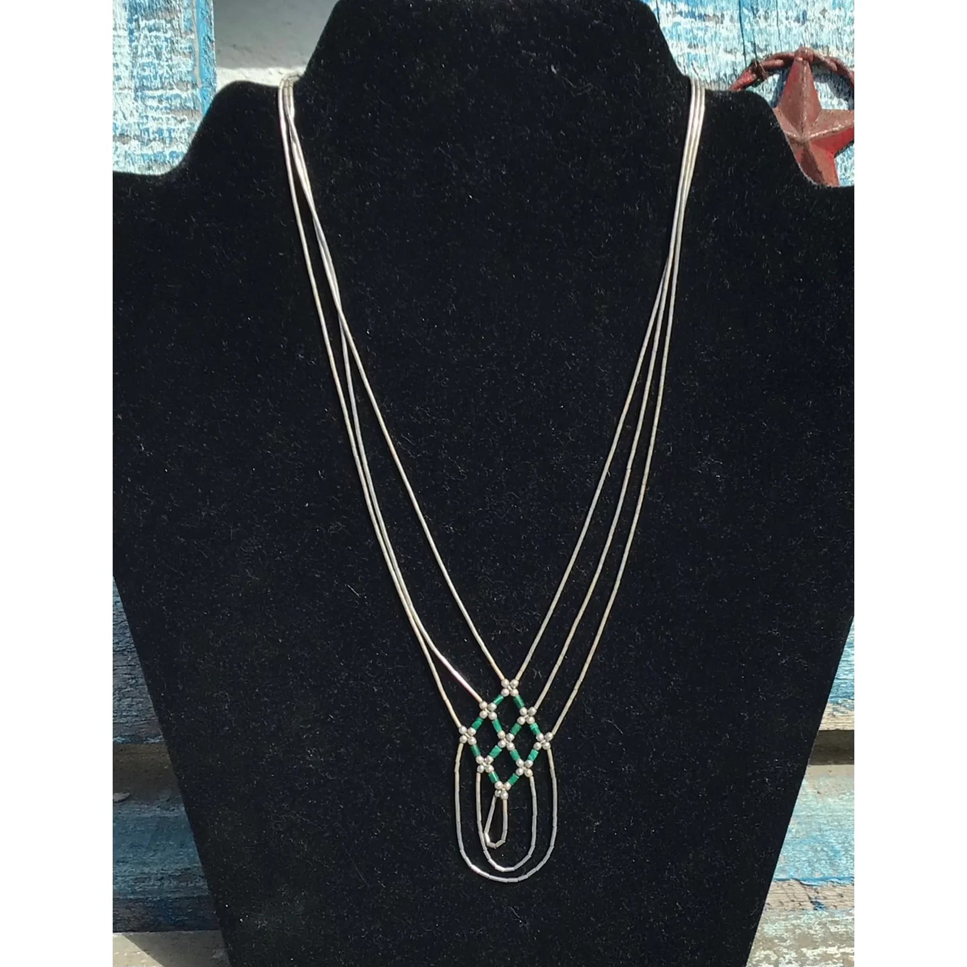 Liquid Silver Necklace with Turquoise