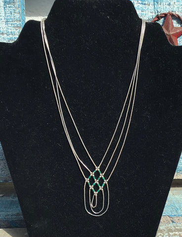 Liquid Silver Necklace with Turquoise