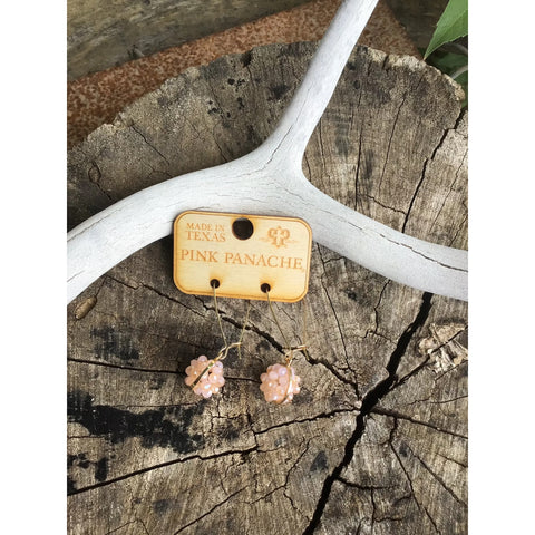 Blush pink bead ball with gold kidney wire earrings