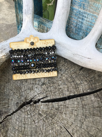 5 strand black peacock beaded bracelet