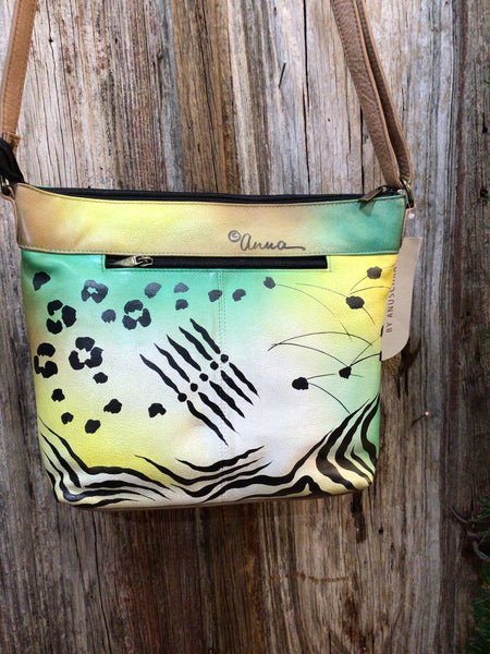 ANNA by ANUSCHKA Women's Hand Painted Leather Animal Butterfly Crossbody