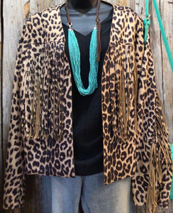 Leopard Jacket with Fringe