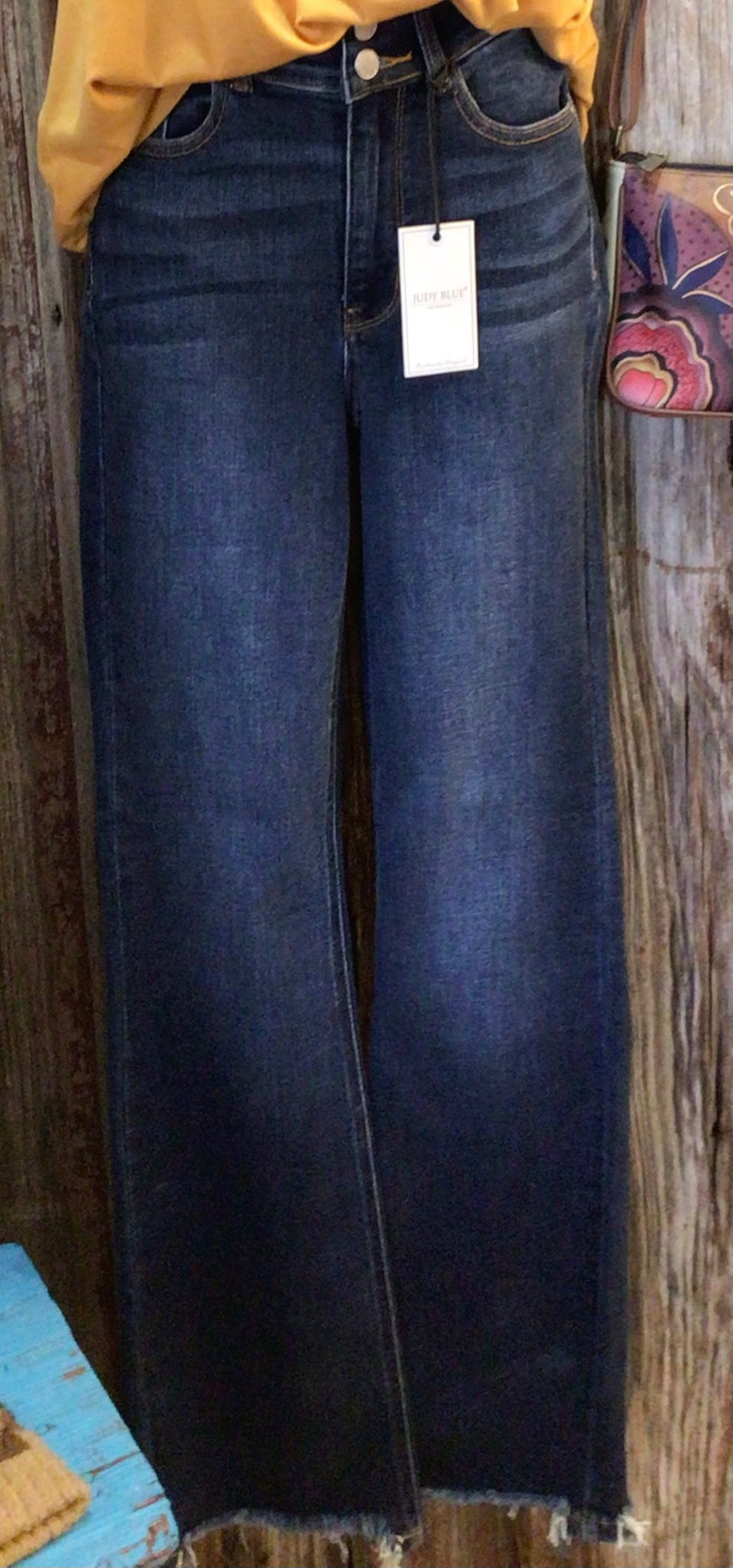 High Waist Vintage Frayed Hem Bootcut Jeans, Judy Blue