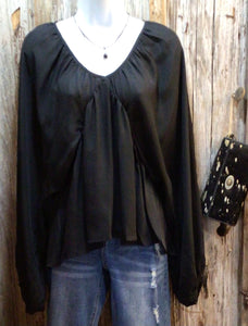 Blouse with Exaggerated Dolman Sleeves, Back Tie Detail