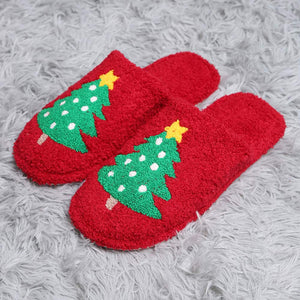 Christmas Tree Print Soft Home Indoor Floor Slippers, Size M/L