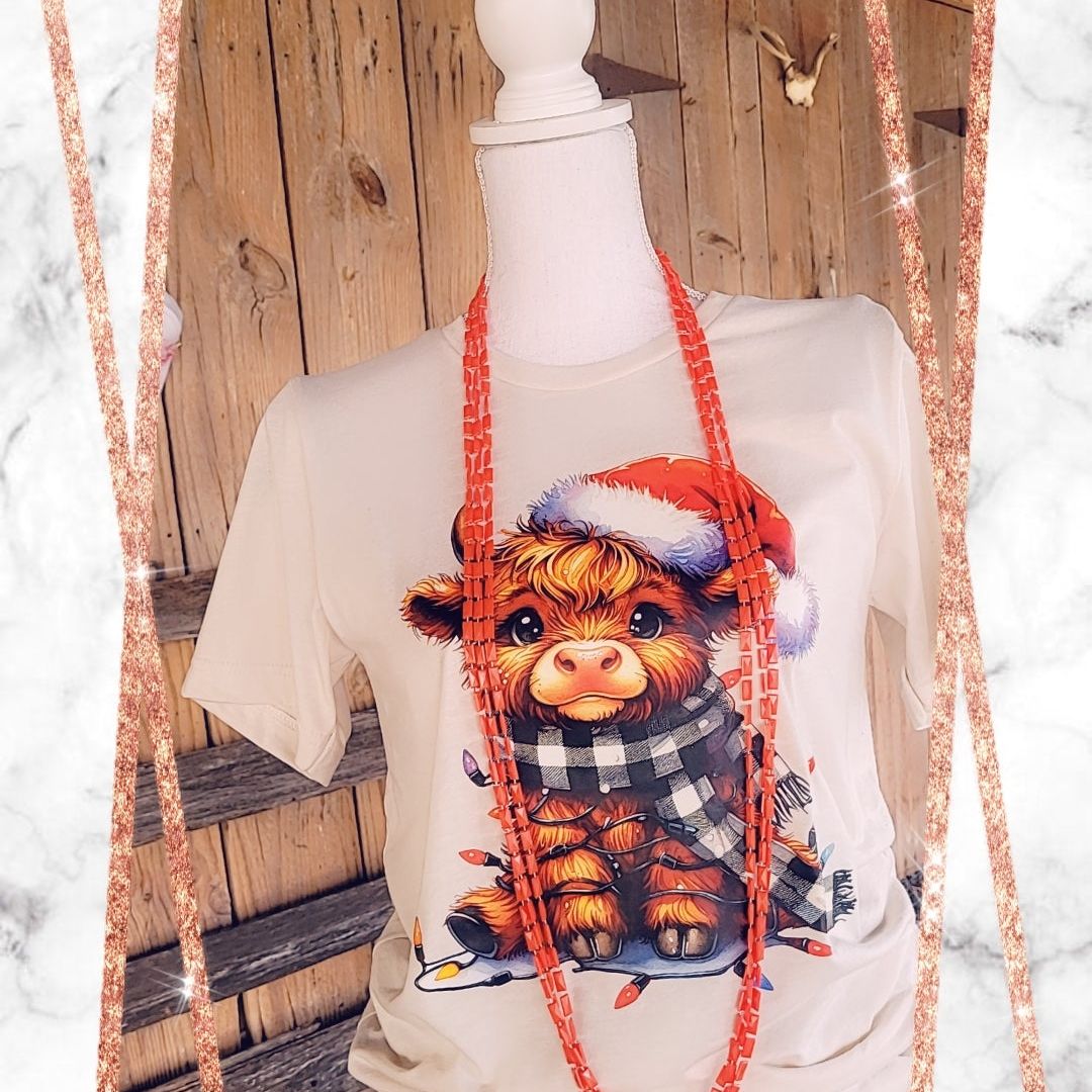 Highland Cow Santa Cap Tee