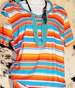 Serape Top with Peek A Boo Cut Out