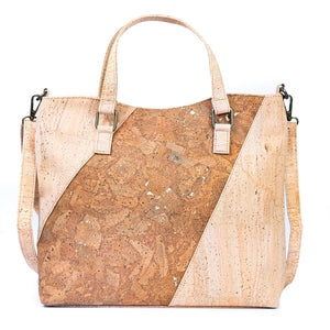 Natural Cork and Tobacco Brown Accent Women's Tote Bag, Cork from Portugal