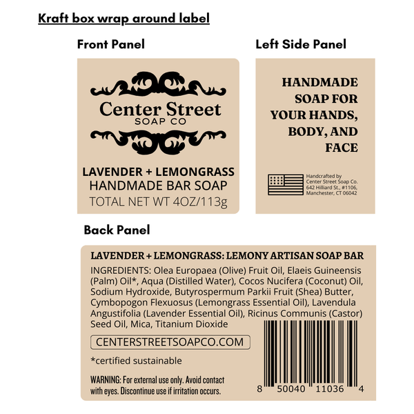 Lavender and Lemongrass Vegan Handmade Soap Bar - 4oz