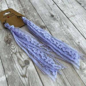 Lace Tassel Earrings Solid Colors Purples: Lavender