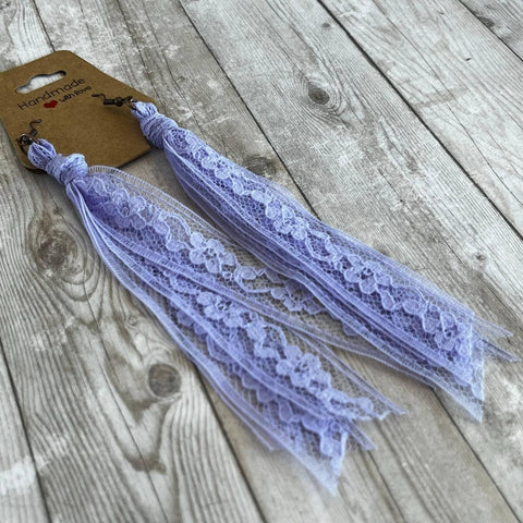 Lace Tassel Earrings Solid Colors Purples: Lavender