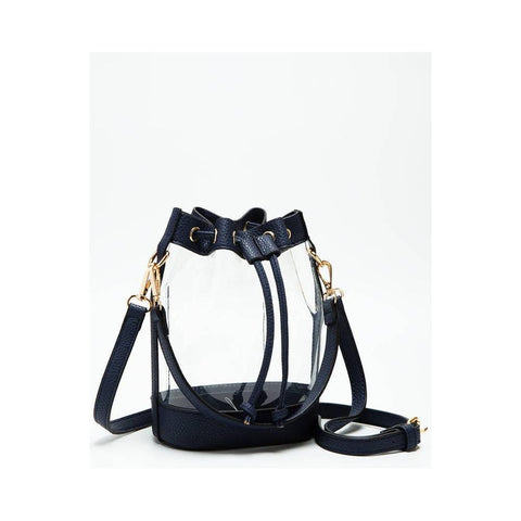 Clear Crossbody Stadium Bucket Bag: Navy