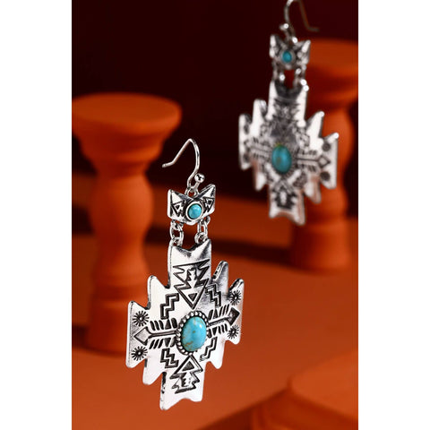 Western Geometric Semi-Stone Earrings